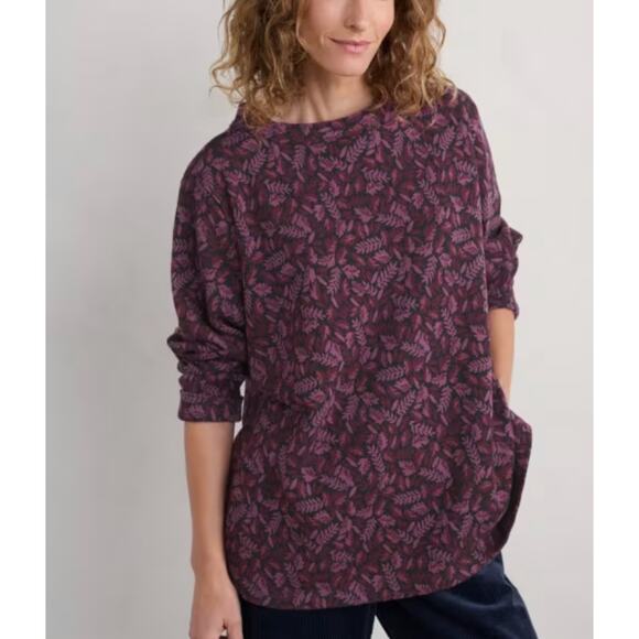 NWT SEASALT CORNWALL Field Glass Sweatshirt Top Organic Cotton Leaf Print 4 - Picture 1 of 6